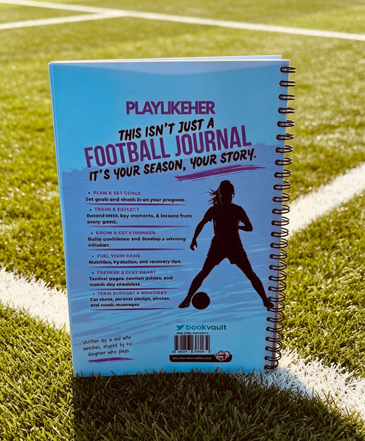 PLAYLIKEHER – WIRE-O Edition Football Journal For Girls | Girls Complete Season Football Journal | FREE Delivery
