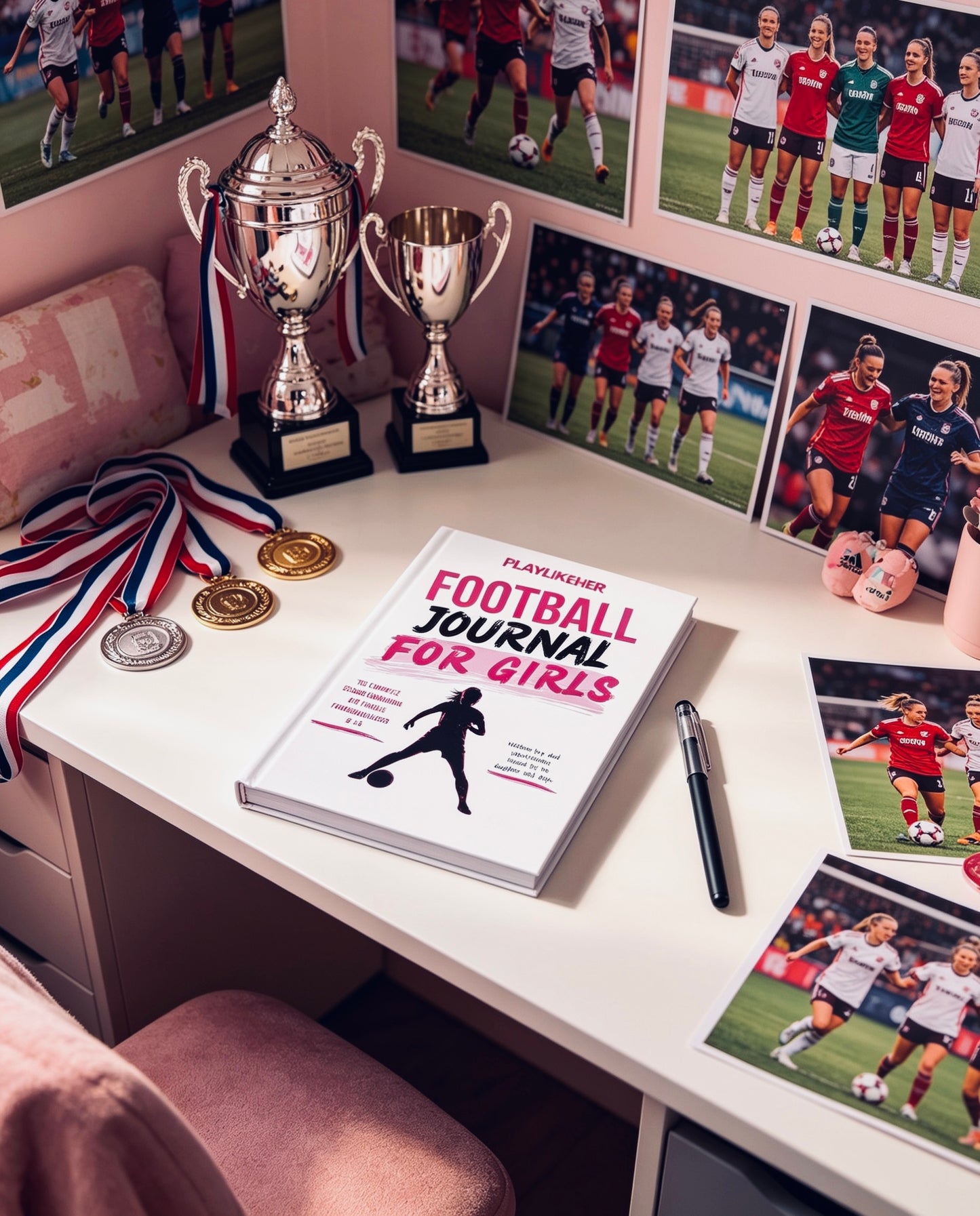 PLAYLIKEHER - Premium Hardback Edition Football Journal For Girls | Complete Season Football Journal for Female Footballers | FREE Delivery