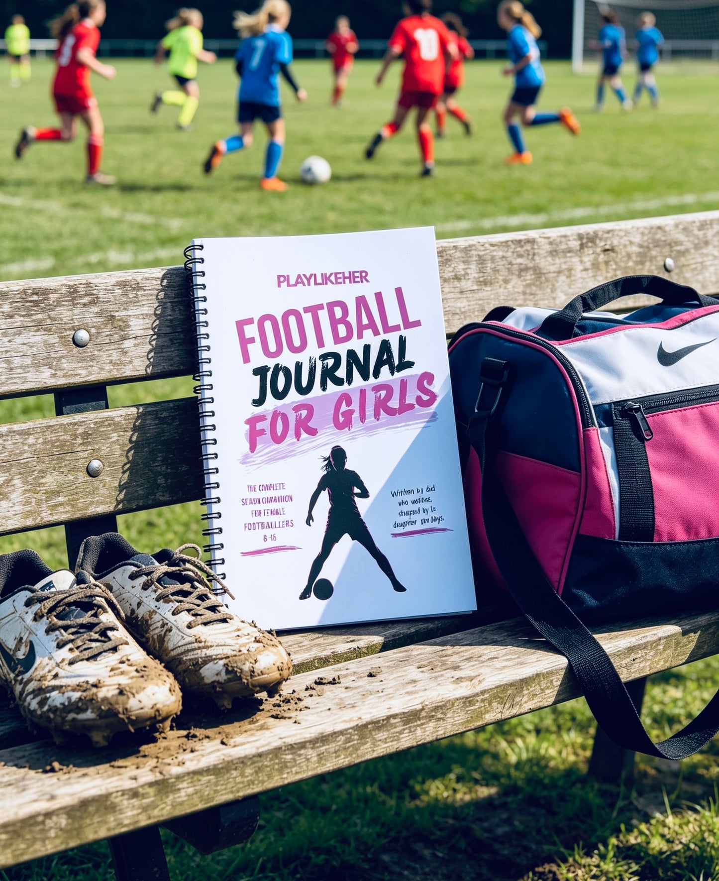 PLAYLIKEHER – WIRE-O Edition Football Journal For Girls | Girls Complete Season Football Journal | FREE Delivery