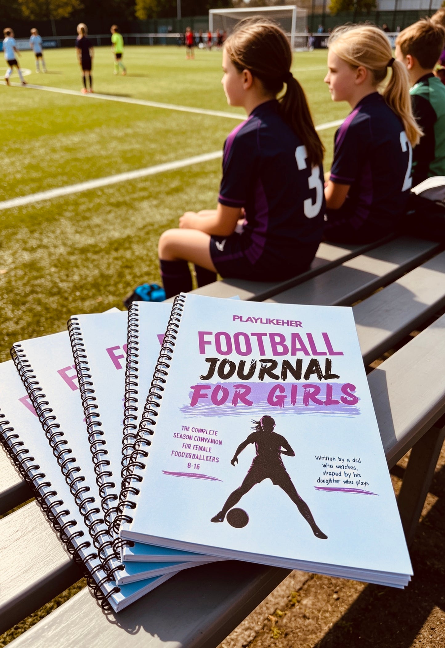 PLAYLIKEHER – WIRE-O Edition Football Journal For Girls | Girls Complete Season Football Journal | FREE Delivery
