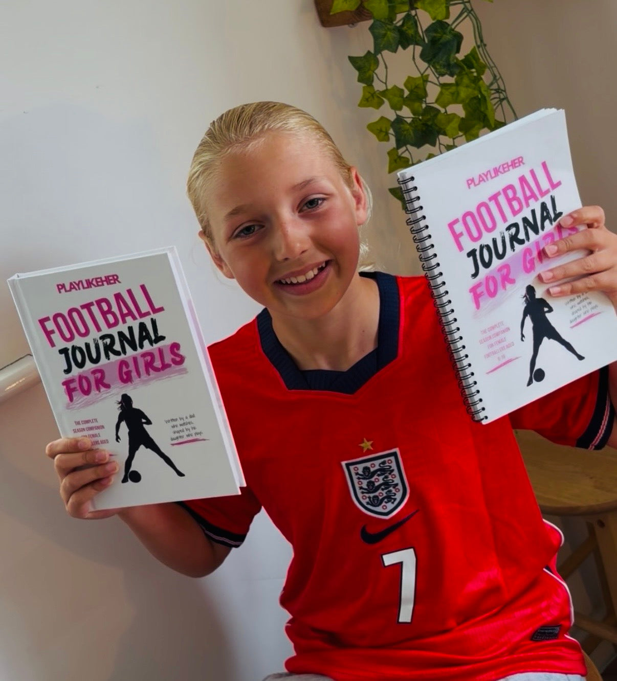PLAYLIKEHER – WIRE-O Edition Football Journal For Girls | Girls Complete Season Football Journal | FREE Delivery