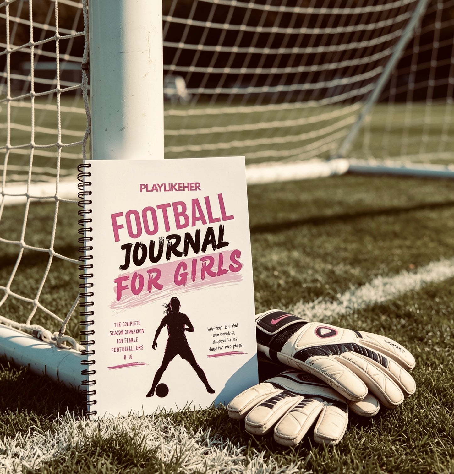 PLAYLIKEHER – WIRE-O Edition Football Journal For Girls | Girls Complete Season Football Journal | FREE Delivery